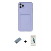 MARSİLYAN™- iPhone 11 Pro Max Kılıf Vadi Çizgi Prime - Şeffaf Pasifik Cam Ekran Koruyucu + Gümüş Shine Kamera Lens Koruma Cam