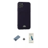 MARSİLYAN™- iPhone 11 Pro Max Kılıf Vadi Çizgi Prime - Şeffaf Pasifik Cam Ekran Koruyucu + Mavi Metal Kamera Lens Koruma Cam