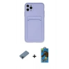 MARSİLYAN™- iPhone 11 Pro Max Kılıf Vadi Çizgi Prime - Siyah 18D Cam Ekran Koruyucu + Mavi Metal Kamera Lens Koruma Cam