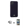 MARSİLYAN™- iPhone 11 Pro Max Kılıf Vadi Çizgi Prime - Siyah 34D Hayalet Izgaralı Cam + Pers Alüminyum Kamera Lens - SH