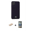 MARSİLYAN™- iPhone 11 Pro Max Kılıf Vadi Çizgi Prime - Siyah 34D Hayalet Izgaralı Cam + Renkli Kamera Lens Koruma Cam - MI
