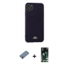 MARSİLYAN™- iPhone 11 Pro Max Kılıf Vadi Çizgi Prime - Siyah 360 Mat Full Body Arka Koruyucu + Açık Yeşil Metal Kamera Lens Koruma Cam