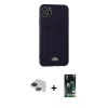 MARSİLYAN™- iPhone 11 Pro Max Kılıf Vadi Çizgi Prime - Siyah 360 Mat Full Body Arka Koruyucu + Pers Alüminyum Kamera Lens - SH