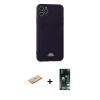 MARSİLYAN™- iPhone 11 Pro Max Kılıf Vadi Çizgi Prime - Siyah 360 Mat Full Body Arka Koruyucu + Renkli Kamera Lens Koruma Cam - PE