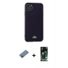 MARSİLYAN™- iPhone 11 Pro Max Kılıf Vadi Çizgi Prime - Siyah 360 Mat Full Body Arka Koruyucu + Shine Kamera Lens Koruma Cam - GI