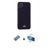MARSİLYAN™- iPhone 11 Pro Max Kılıf Vadi Çizgi Prime - Siyah 3D Antistatik Cam Ekran Koruyucu + Gümüş Shine Kamera Lens Koruma Cam