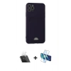 MARSİLYAN™- iPhone 11 Pro Max Kılıf Vadi Çizgi Prime - Siyah 3D Antistatik Cam Ekran Koruyucu + Kamera Lens Koruma Cam - SF