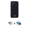 MARSİLYAN™- iPhone 11 Pro Max Kılıf Vadi Çizgi Prime - Siyah 3D Antistatik Cam Ekran Koruyucu + Pers Alüminyum Kamera Lens - SH