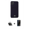 MARSİLYAN™- iPhone 11 Pro Max Kılıf Vadi Çizgi Prime - Siyah 3D Antistatik Hayalet Cam Ekran Koruyucu + Kamera Lens Koruma Cam - SF