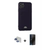 MARSİLYAN™- iPhone 11 Pro Max Kılıf Vadi Çizgi Prime - Siyah 3D Antistatik Hayalet Cam Ekran Koruyucu + Pers Alüminyum Kamera Lens - LT