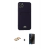 MARSİLYAN™- iPhone 11 Pro Max Kılıf Vadi Çizgi Prime - Siyah 3D Antistatik Hayalet Cam Ekran Koruyucu + Renkli Kamera Lens Koruma Cam - YL