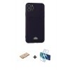 MARSİLYAN™- iPhone 11 Pro Max Kılıf Vadi Çizgi Prime - Siyah 3D Antistatik Seramik Nano Ekran Koruyucu + Renkli Kamera Lens Koruma Cam - PE