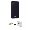 MARSİLYAN™- iPhone 11 Pro Max Kılıf Vadi Çizgi Prime - Siyah Seramik Nano Ekran Koruyucu + Pembe Renkli Kamera Lens Koruma Cam