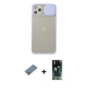MARSİLYAN™- iPhone 11 Pro Max Kılıf Vadi Çizgi - Şeffaf 360 Full Body Arka Koruyucu + Metal Kamera Lens Koruma Cam - GS