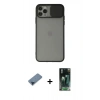 MARSİLYAN™- iPhone 11 Pro Max Kılıf Vadi Çizgi - Şeffaf 360 Full Body Arka Koruyucu + Mavi Metal Kamera Lens Koruma Cam