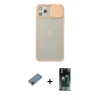 MARSİLYAN™- iPhone 11 Pro Max Kılıf Vadi Çizgi - Şeffaf 360 Full Body Arka Koruyucu + Metal Kamera Lens Koruma Cam - SH