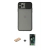 MARSİLYAN™- iPhone 11 Pro Max Kılıf Vadi Çizgi - Şeffaf 360 Full Body Arka Koruyucu + Renkli Kamera Lens Koruma Cam - PE