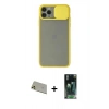 MARSİLYAN™- iPhone 11 Pro Max Kılıf Vadi Çizgi - Şeffaf 360 Full Body Arka Koruyucu + Rainbow Kamera Lens Koruma Cam - GD