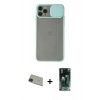 MARSİLYAN™- iPhone 11 Pro Max Kılıf Vadi Çizgi - Şeffaf 360 Full Body Arka Koruyucu + Rainbow Kamera Lens Koruma Cam - YL
