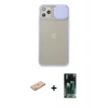 MARSİLYAN™- iPhone 11 Pro Max Kılıf Vadi Çizgi - Şeffaf 360 Full Body Arka Koruyucu + Renkli Kamera Lens Koruma Cam - TU