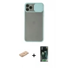 MARSİLYAN™- iPhone 11 Pro Max Kılıf Vadi Çizgi - Şeffaf 360 Full Body Arka Koruyucu + Renkli Kamera Lens Koruma Cam - TU