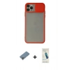 MARSİLYAN™- iPhone 11 Pro Max Kılıf Vadi Çizgi - Şeffaf Pasifik Cam Ekran Koruyucu + Metal Kamera Lens Koruma Cam - AKYL