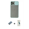 MARSİLYAN™- iPhone 11 Pro Max Kılıf Vadi Çizgi - Şeffaf Pasifik Cam Ekran Koruyucu + Metal Kamera Lens Koruma Cam - AKYL
