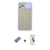 MARSİLYAN™- iPhone 11 Pro Max Kılıf Vadi Çizgi - Şeffaf Pasifik Cam Ekran Koruyucu + Gökkuşağı Shine Kamera Lens Koruma Cam