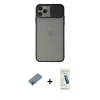 MARSİLYAN™- iPhone 11 Pro Max Kılıf Vadi Çizgi - Şeffaf Pasifik Cam Ekran Koruyucu + Gökkuşağı Shine Kamera Lens Koruma Cam