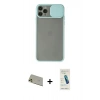 MARSİLYAN™- iPhone 11 Pro Max Kılıf Vadi Çizgi - Şeffaf Pasifik Cam Ekran Koruyucu + Rainbow Kamera Lens Koruma Cam - GD