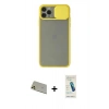 MARSİLYAN™- iPhone 11 Pro Max Kılıf Vadi Çizgi - Şeffaf Pasifik Cam Ekran Koruyucu + Rainbow Kamera Lens Koruma Cam - GD