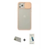 MARSİLYAN™- iPhone 11 Pro Max Kılıf Vadi Çizgi - Şeffaf Pasifik Cam Ekran Koruyucu + Rainbow Kamera Lens Koruma Cam - GD