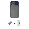 MARSİLYAN™- iPhone 11 Pro Max Kılıf Vadi Çizgi - Şeffaf Pasifik Cam Ekran Koruyucu + Metal Kamera Lens Koruma Cam - MI