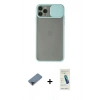 MARSİLYAN™- iPhone 11 Pro Max Kılıf Vadi Çizgi - Şeffaf Pasifik Cam Ekran Koruyucu + Metal Kamera Lens Koruma Cam - SH