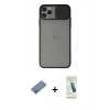MARSİLYAN™- iPhone 11 Pro Max Kılıf Vadi Çizgi - Şeffaf Pasifik Cam Ekran Koruyucu + Metal Kamera Lens Koruma Cam - GS
