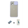 MARSİLYAN™- iPhone 11 Pro Max Kılıf Vadi Çizgi - Şeffaf Pasifik Cam Ekran Koruyucu + Metal Kamera Lens Koruma Cam - SH