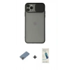 MARSİLYAN™- iPhone 11 Pro Max Kılıf Vadi Çizgi - Şeffaf Pasifik Cam Ekran Koruyucu + Metal Kamera Lens Koruma Cam - MR