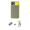 MARSİLYAN™- iPhone 11 Pro Max Kılıf Vadi Çizgi - Şeffaf Pasifik Cam Ekran Koruyucu + Metal Kamera Lens Koruma Cam - MR