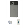 MARSİLYAN™- iPhone 11 Pro Max Kılıf Vadi Çizgi - Şeffaf Pasifik Cam Ekran Koruyucu + Pers Alüminyum Kamera Lens - LT