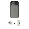 MARSİLYAN™- iPhone 11 Pro Max Kılıf Vadi Çizgi - Şeffaf Pasifik Cam Ekran Koruyucu + Pers Alüminyum Kamera Lens - YL