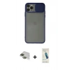 MARSİLYAN™- iPhone 11 Pro Max Kılıf Vadi Çizgi - Şeffaf Pasifik Cam Ekran Koruyucu + Pers Alüminyum Kamera Lens - YL