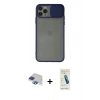 MARSİLYAN™- iPhone 11 Pro Max Kılıf Vadi Çizgi - Şeffaf Pasifik Cam Ekran Koruyucu + Pers Alüminyum Kamera Lens - LT
