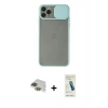 MARSİLYAN™- iPhone 11 Pro Max Kılıf Vadi Çizgi - Şeffaf Pasifik Cam Ekran Koruyucu + Pers Alüminyum Kamera Lens - YL
