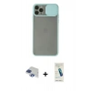 MARSİLYAN™- iPhone 11 Pro Max Kılıf Vadi Çizgi - Şeffaf Pasifik Cam Ekran Koruyucu + Pers Alüminyum Kamera Lens - LT