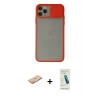 MARSİLYAN™- iPhone 11 Pro Max Kılıf Vadi Çizgi - Şeffaf Pasifik Cam Ekran Koruyucu + Renkli Kamera Lens Koruma Cam - TU