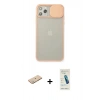 MARSİLYAN™- iPhone 11 Pro Max Kılıf Vadi Çizgi - Şeffaf Pasifik Cam Ekran Koruyucu + Renkli Kamera Lens Koruma Cam - YL