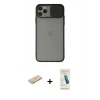 MARSİLYAN™- iPhone 11 Pro Max Kılıf Vadi Çizgi - Şeffaf Pasifik Cam Ekran Koruyucu + Renkli Kamera Lens Koruma Cam - YL