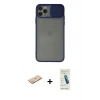 MARSİLYAN™- iPhone 11 Pro Max Kılıf Vadi Çizgi - Şeffaf Pasifik Cam Ekran Koruyucu + Renkli Kamera Lens Koruma Cam - YL