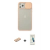 MARSİLYAN™- iPhone 11 Pro Max Kılıf Vadi Çizgi - Şeffaf Pasifik Cam Ekran Koruyucu + Renkli Kamera Lens Koruma Cam - PE