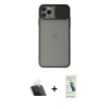 MARSİLYAN™- iPhone 11 Pro Max Kılıf Vadi Çizgi - Şeffaf Pasifik Cam Ekran Koruyucu + Kamera Lens Koruma Cam - SF
